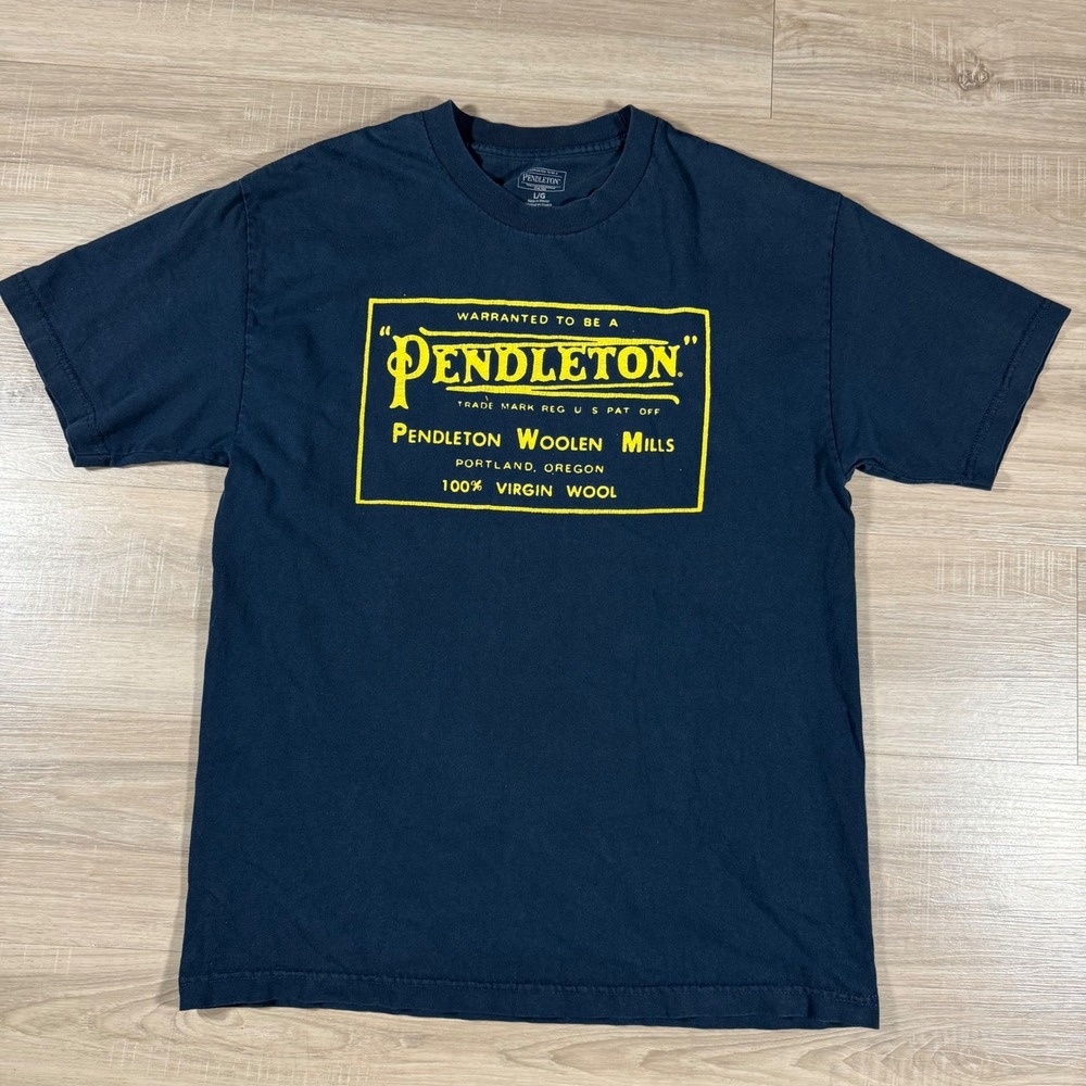 Pendleton Woolen Mills Graphic T Shirt Men's Large Navy Blue Vintage Tag